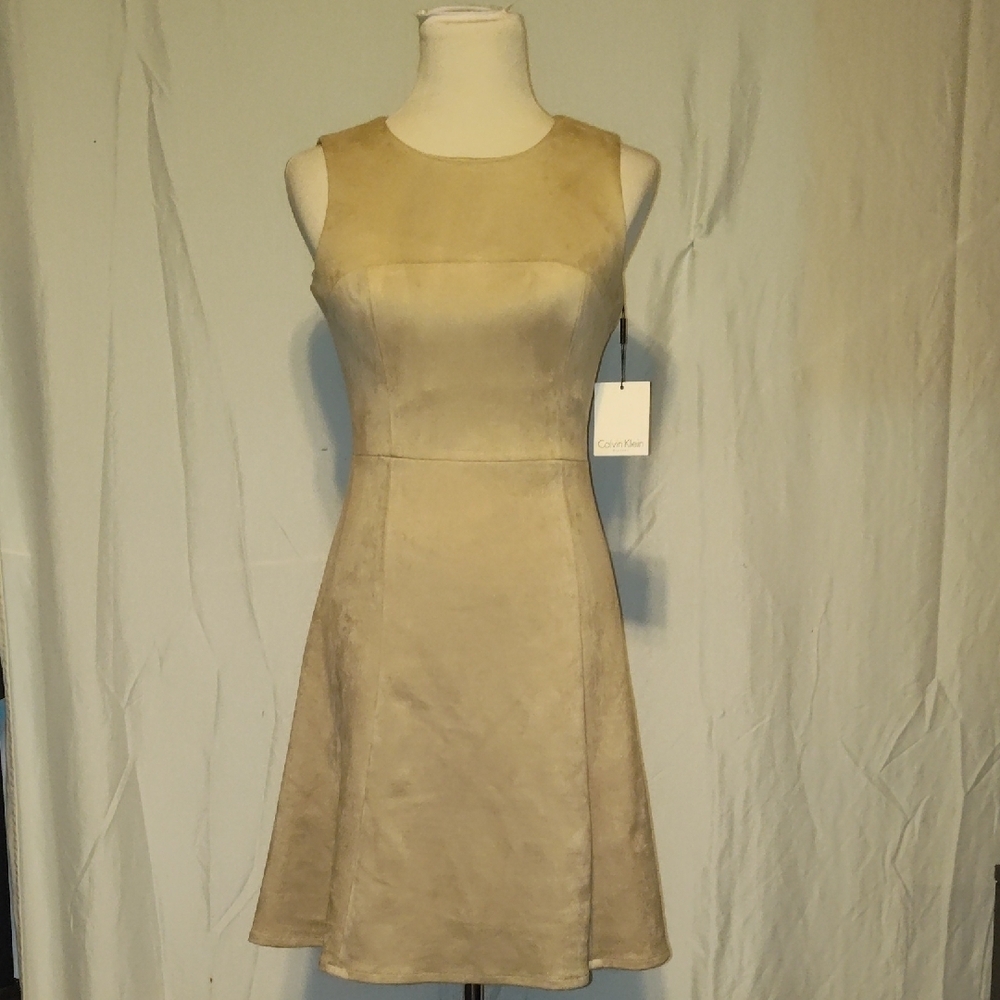 Woman's Dresses Calvin Klein Sleeveless Zipper Faux Suede Aline Size 2